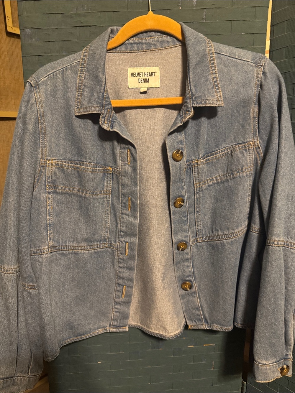 Velvet Heart Light Wash Denim Button-Front Jacket